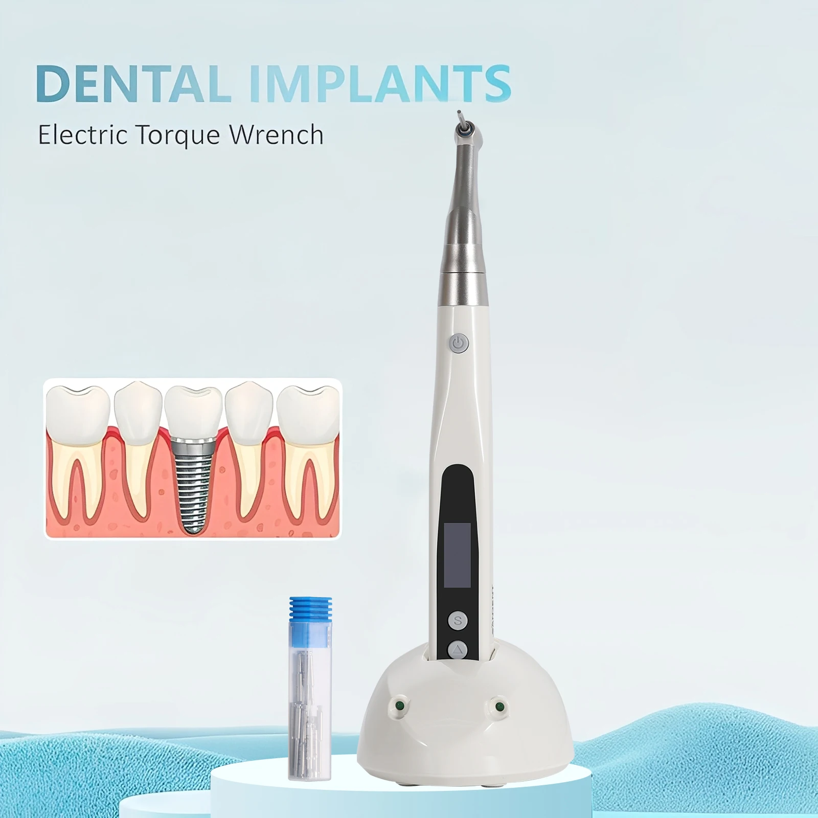 

Wireless Dental Electric Torque Wrench 360° Rotating Reciprocating System with 16pcs Screwdriver Kit for Implant Restoration