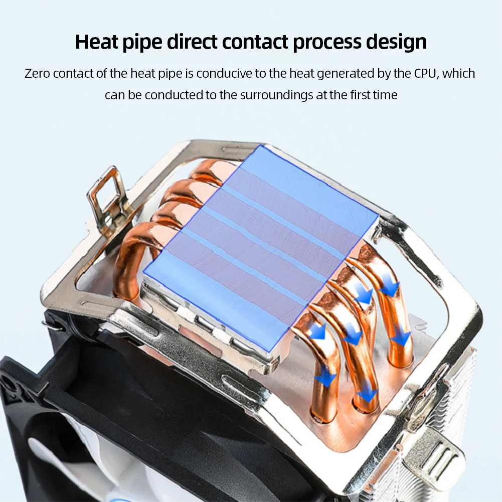 Pendingin CPU pipa 4 panas, kipas pendingin CPU PC 3Pin PWM kipas RGB diam untuk Intel LGA1150 1151 1155 1200 1366 AMD AM4