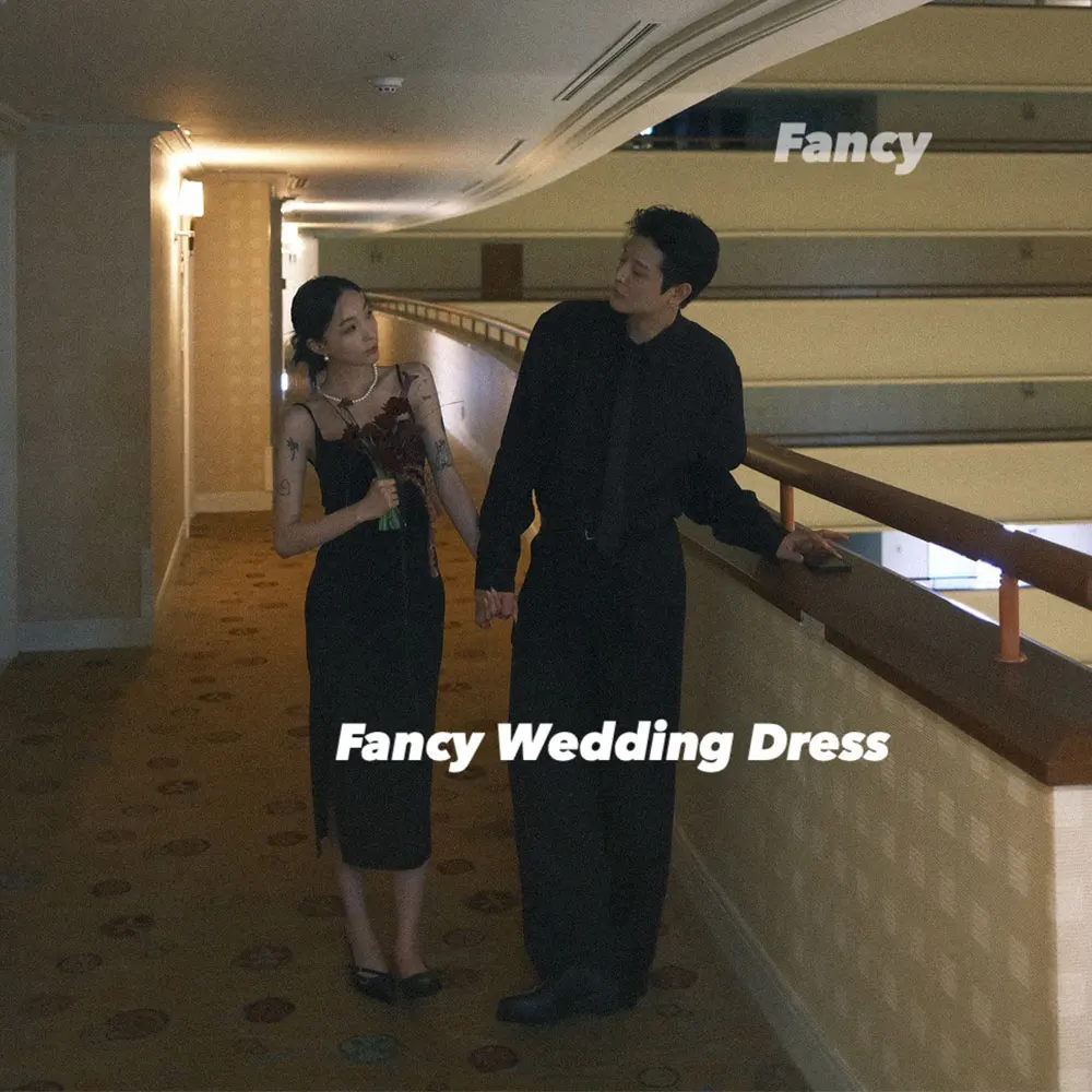 

Fancy Simple Spaghetti Straps Wedding Dress A Line Korea Photo Shoot Elastic Satin Bridal Gown Back Corset Customized