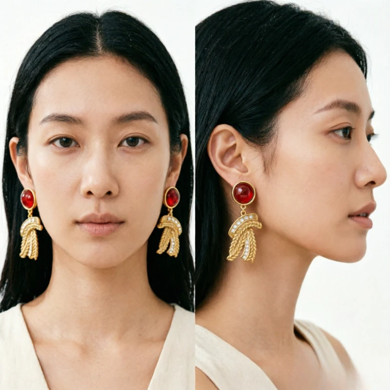 2026 Chinese Style Earrings for Women Geometric Retro Light Luxury Versatile Jewelry Fashion Elegant Minimalist Aretes De Mujer
