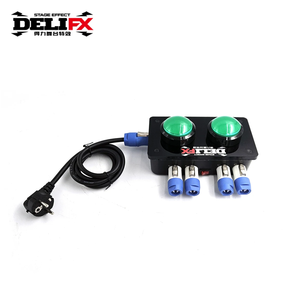 

DELIFX 2 Big Green Electric Power Button for Gender Reveal Blasters 4-way Dj Stage Controller for CO2 Cannons and Fire Machines