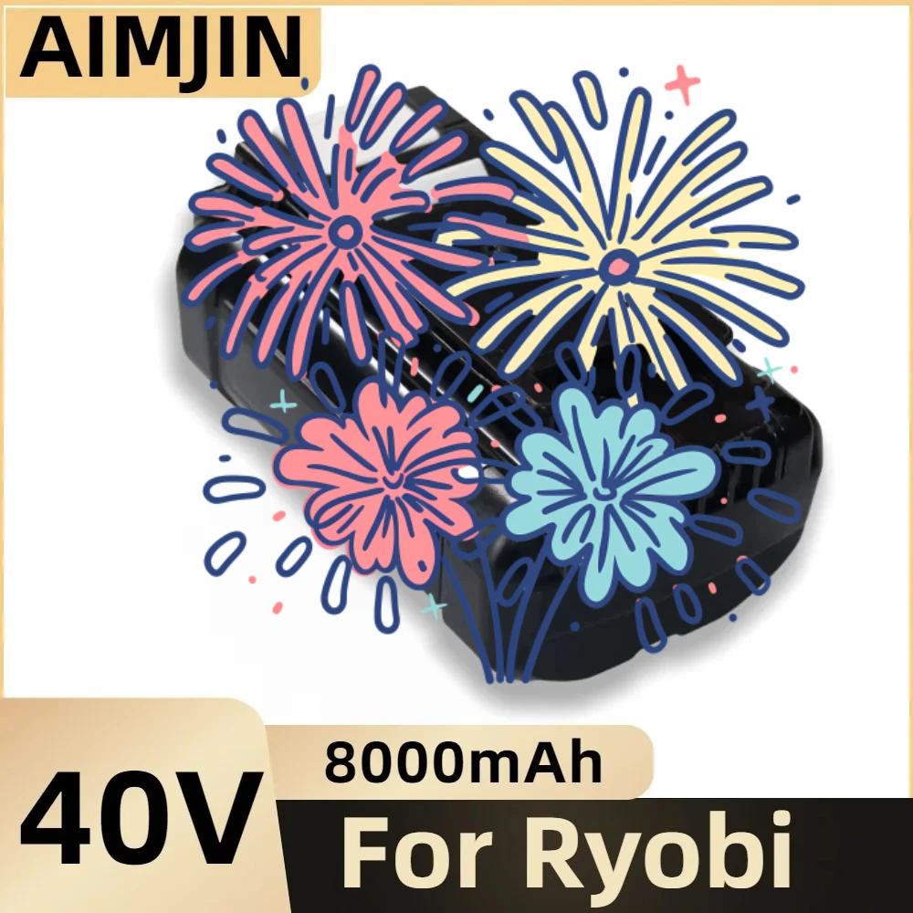 

40V 8.0Ah Rechargeable Li-Ion Battery For Ryobi OP4030 OP4050 RY40502 RY40200 Cordless Power Tools，With Charger