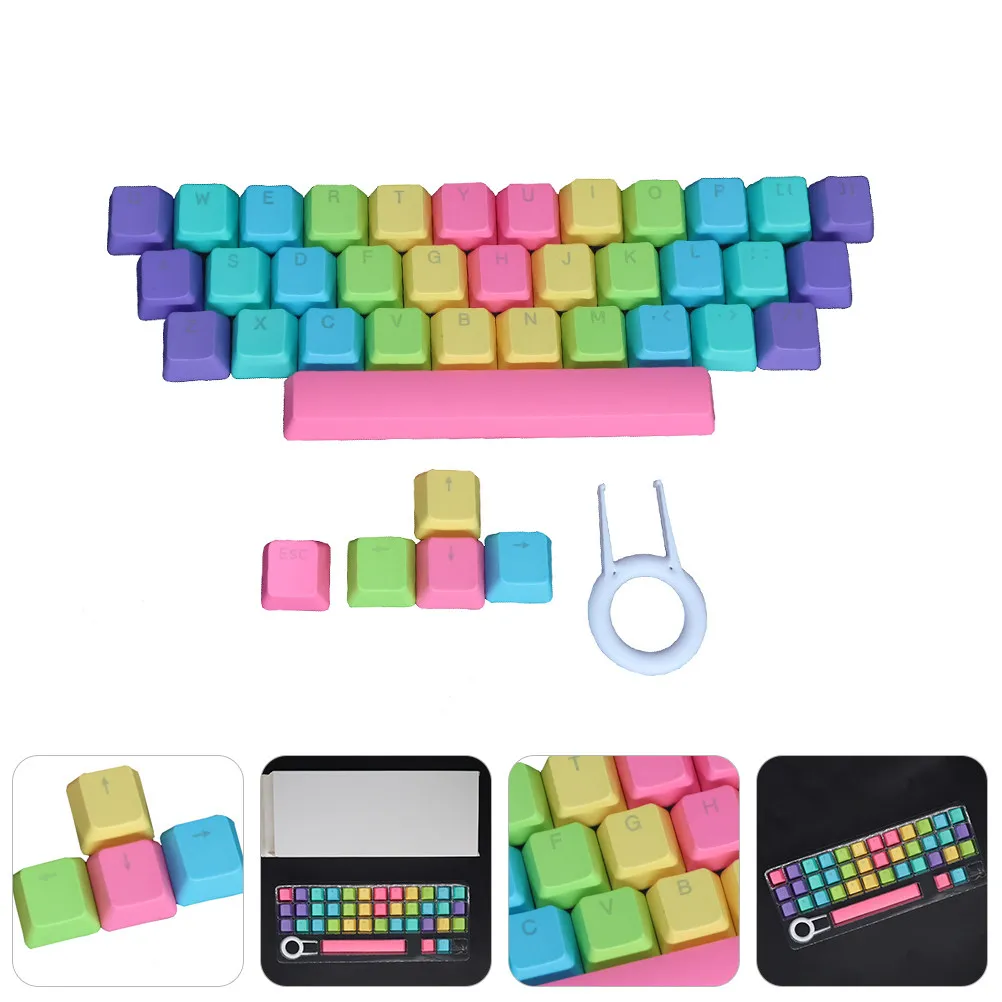 1Set Rainbow Keyboard Keycaps Pbt Keycaps Kit for Gaming Typing DIY Customization Wear Resistant Fade Proof Dust Protection