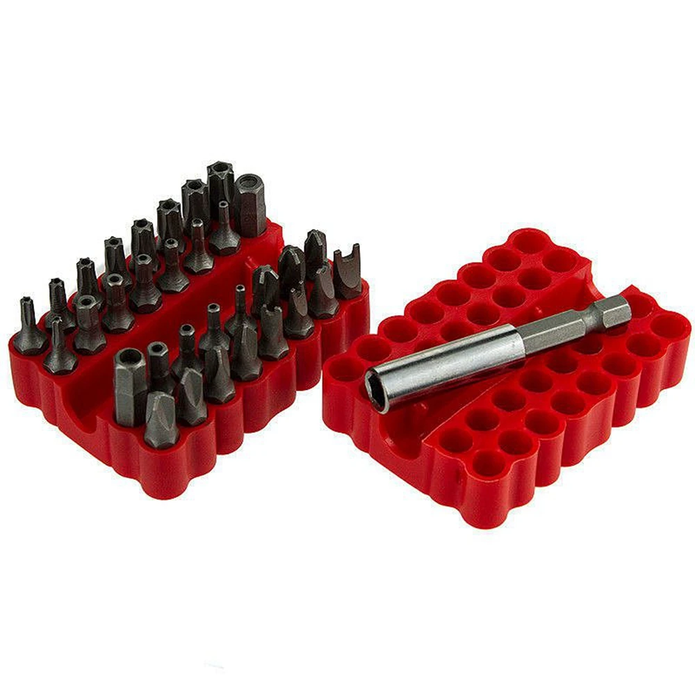 Juego de brocas de seguridad a prueba de manipulaciones, destornillador con soporte de extensión magnética, llave de estrella hexagonal Torx, herramientas de carpintería, 33 piezas