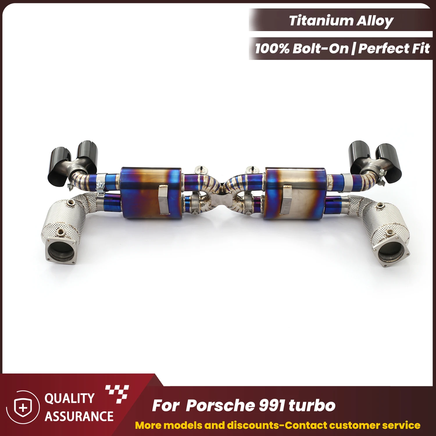 

Titanium Alloy Mid Rear Exhaust With Header For Porsche 991 Turbo High Flow Performance Upgrade Sport Sound