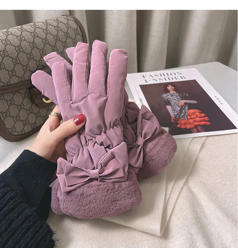 Fashion Women Gloves Autumn Winter Cute Warm Wrist Mitts Full Finger Mittens Women Outdoor Sport Female Driving Ski Touchscreen