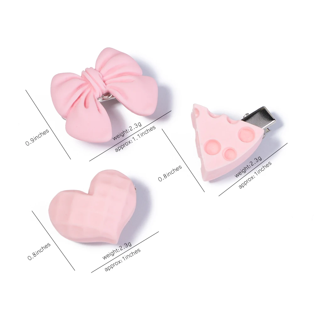 5Pcs/Set Cute Pink Mini Kids Bows Hair Clips For Girls Lovely Heart Hairpins Cartoon Flower Handmade Headwear Hair Accessories