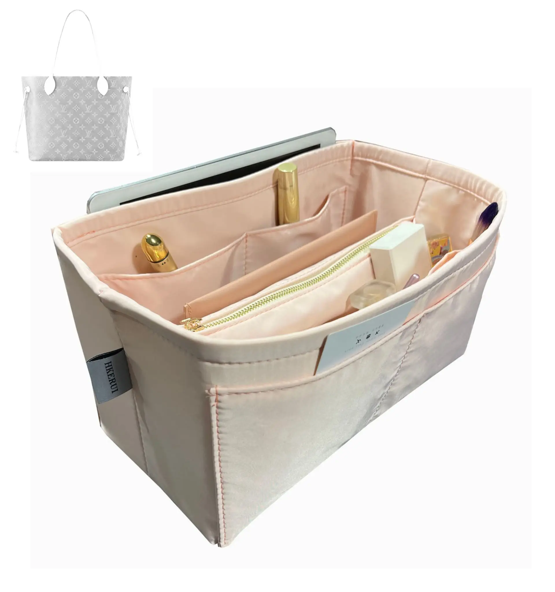 

For Neverfull PM MM GM insert Bags Organizer Makeup Handbag Organize Inner Purse Portable base shaper Premium nylon (Handmade）