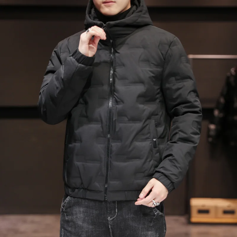 Jaqueta casual de algodão grosso masculina, Parkas quentes, leve, à prova de frio, casaco com capuz, combina com tudo, moda masculina, inverno, novo, 2022