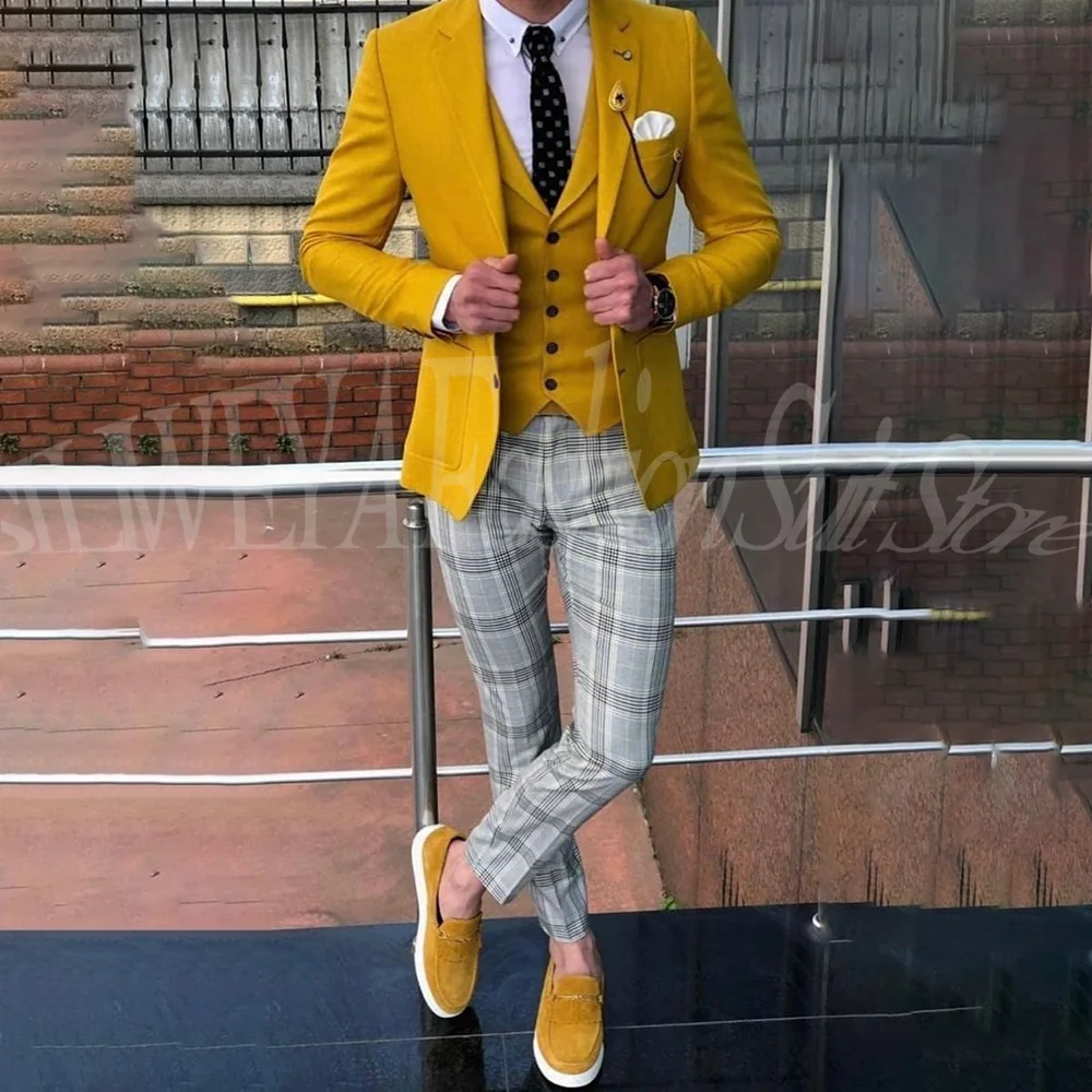 

Men's Suit Elegant Style Gentleman Casual Slim Wedding Formal Party Wear 3-piece Set Jacket Pants Vest 2025 Trajes Para Hombre