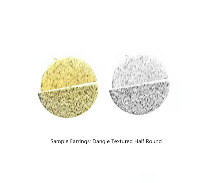 

10 шт. текстурированные круглые серьги, висячие серьги-гвоздики, полукруглые серьги, принадлежности для ювелирных изделий, настоящее золото -GS243