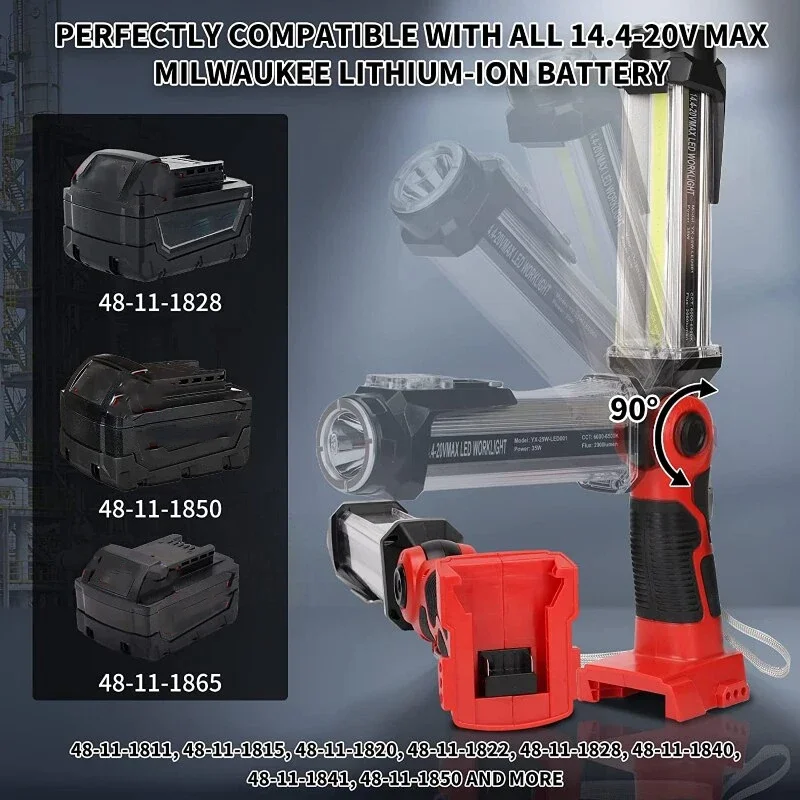 ضوء العمل LED اللاسلكي لميلووكي 18 فولت بطارية ليثيوم أيون 35 واط 2000LM مصباح يدوي خارجي فوانيس التخييم المحمولة مع هوك