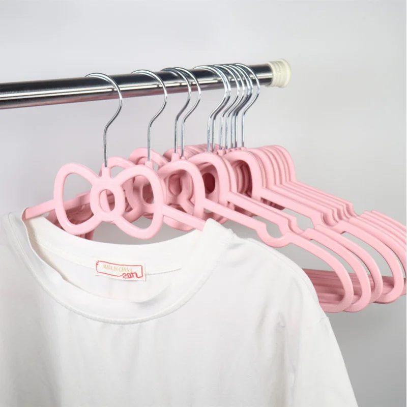 10pcs dry/wet two-use cloth hangers, trace-free anti-slip Clothes racks, cute pink butterfly tie hangers