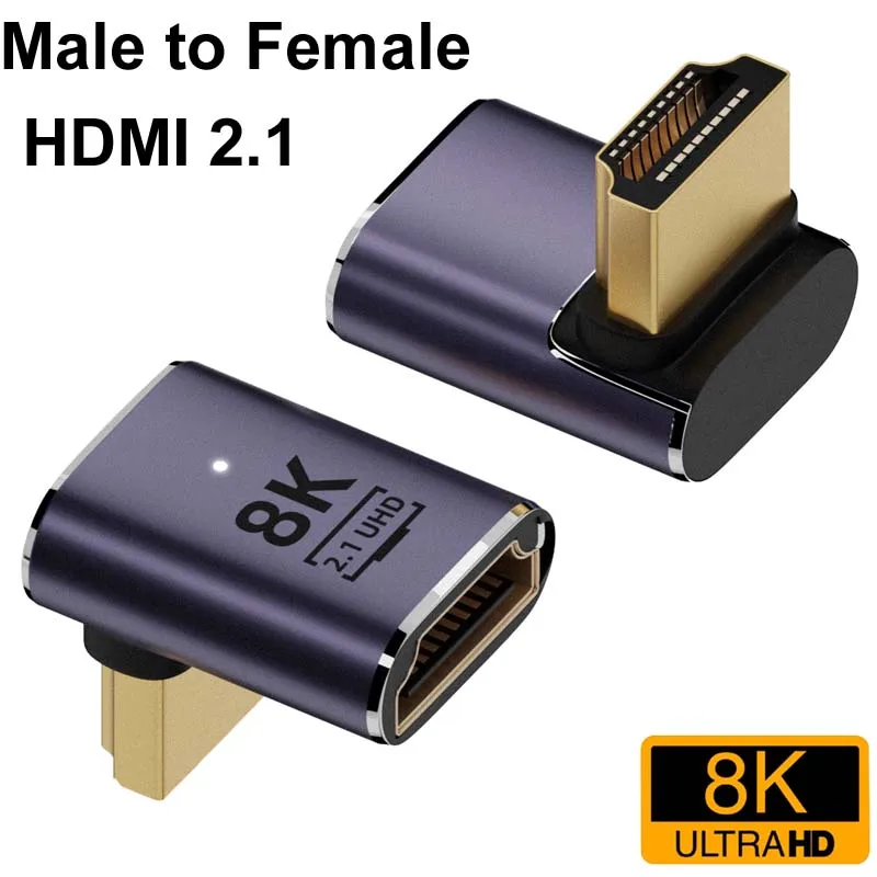 

MI 2.1 Cable 90 Degree Up/Down/Left/Right Angle Adapter 48Gpbs 8K60HZ 4K120HZ Male To Female for HDTV Laptop PC Camera Monitor