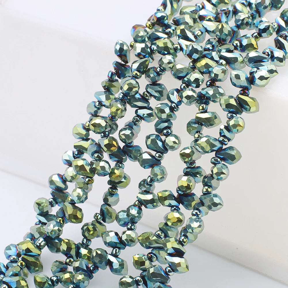 95 Stück/Set 5x8mm Grüne Seitenloch-Wassertropfen Kristallglas Lose Perlen Birnenform DIY Schmuckherstellung Armbänder Halsketten Ohrringe