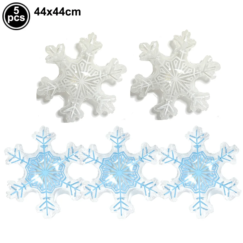 2/5/10pcs Snowflake Foil Balloons White Blue Pink Snow Shape Balloons Winter Frozen Wonderland Theme Birthday Christmas Decors view 6