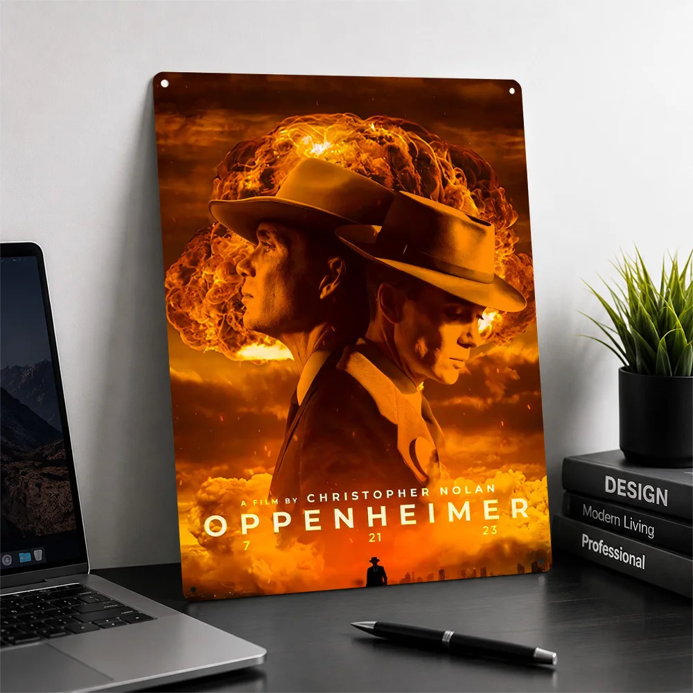 Oppenheimer Movie Poster Cinema Wall Art Personalized Vintage Metal Sign for Man Cave Home Decor Film Fan Gift Room Decoration
