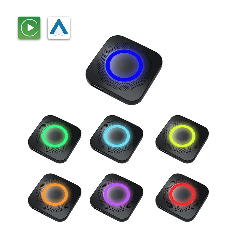 All in One Carplay AI Box 4G  Youtube Netflix Colorful LED Light Built in Play Store Universal Multimedia Video Player for Car