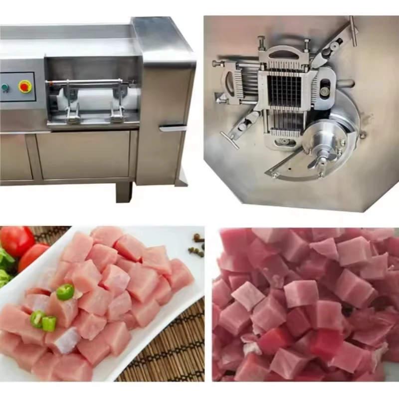 Cuber automatico di pollo/manzo da 500 kg: taglierina veloce per petto/bistecca/dadi congelata, cubettatura di formaggio, acciaio inossidabile commerciale, facile da pulire