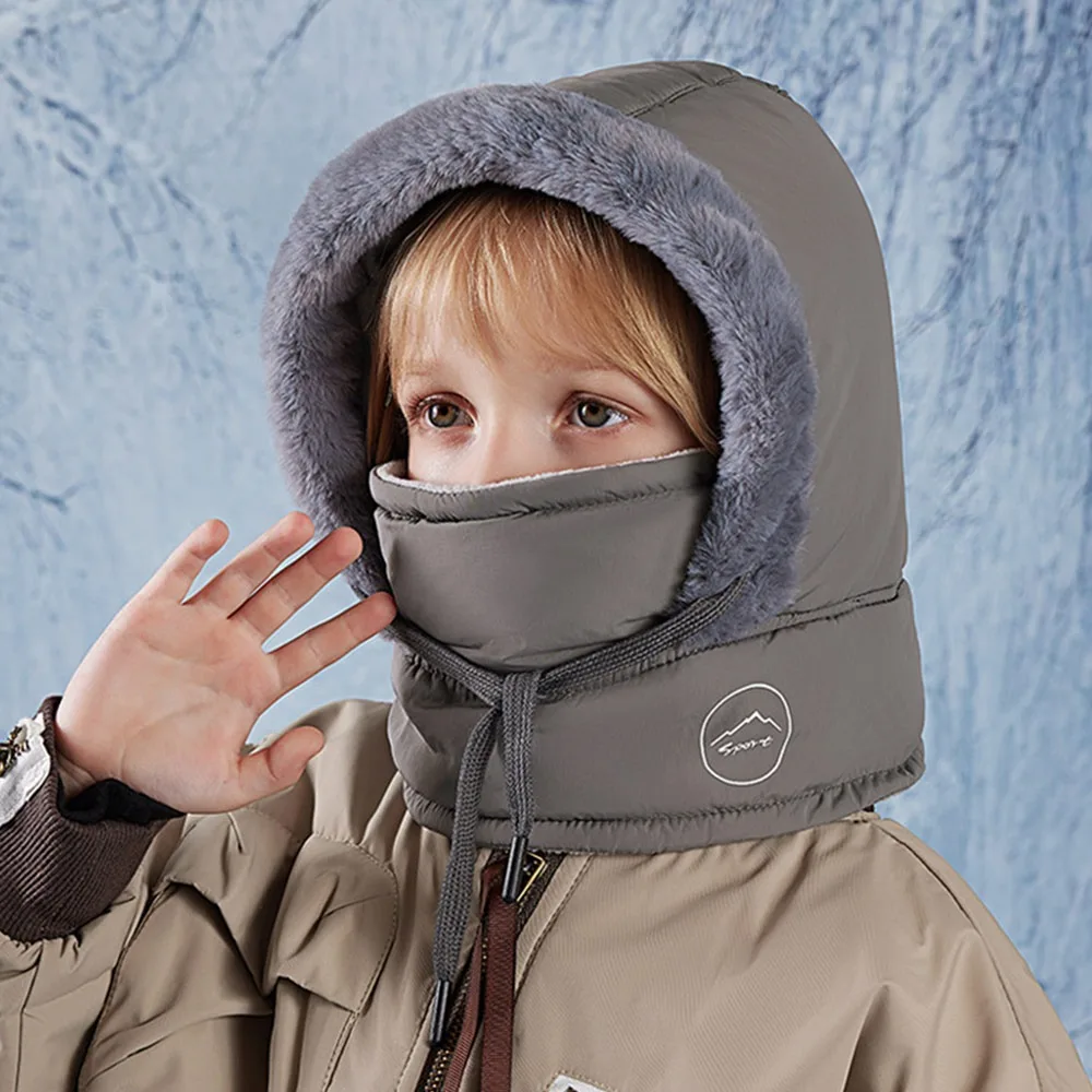 Winter Ear Protection Winter Children Hats Warm Fleece Snow Caps Cycling Windproof Pullover Cap for Boys Girls