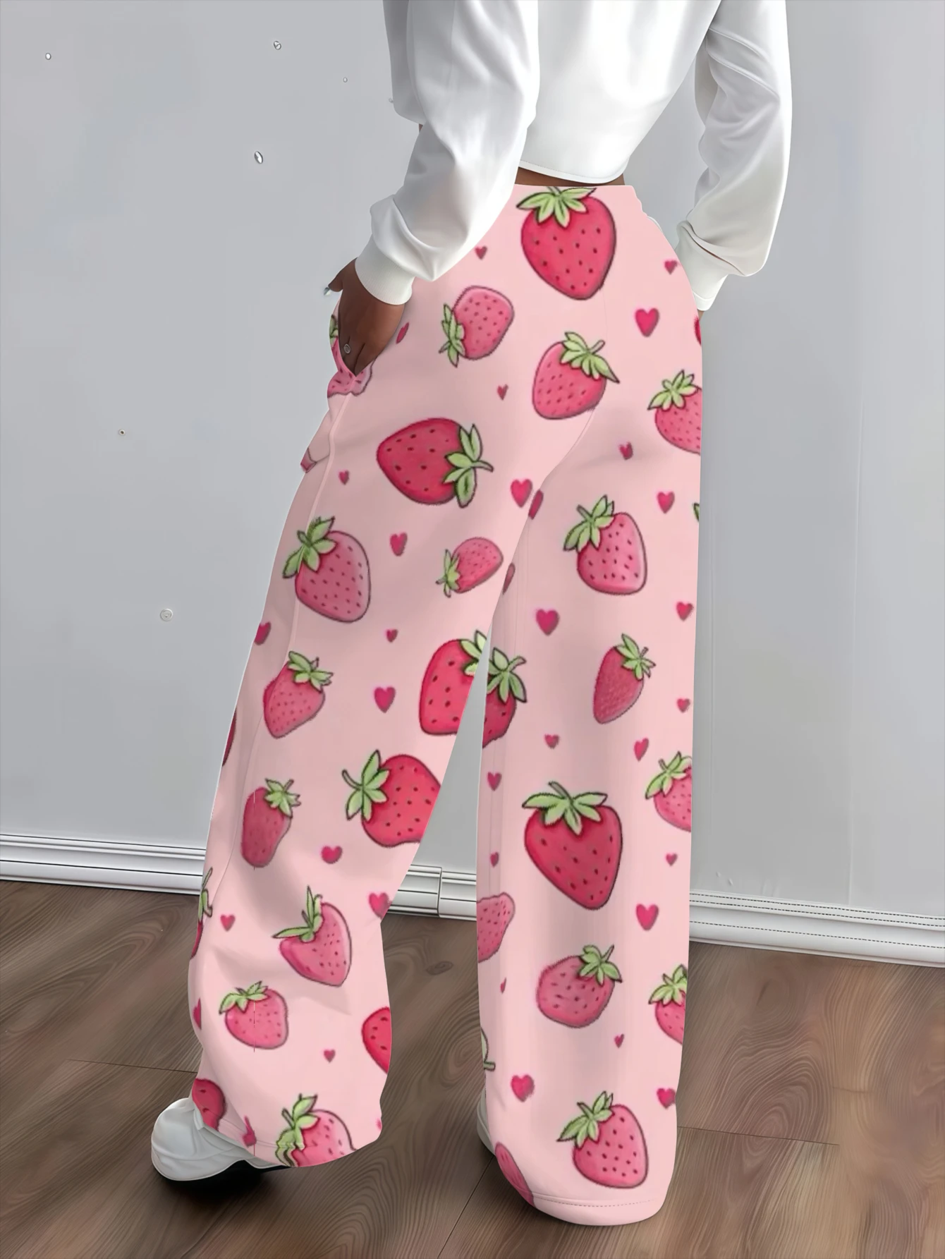 2026 Spring Autumn Personalized Fashionable Y2k Strawberry Pants Trendy Fashion Striped Jersey Women Children Sports Pants
