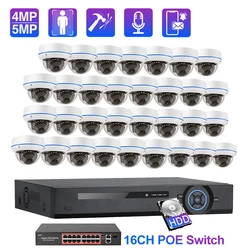 Techage 36CH 5MP POE Security Camera System Face Detection Night Vision Dome Indoor Vandalproof CCTV Video Surveillance Kit