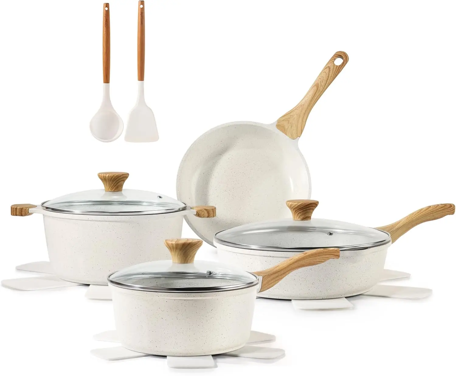 

13-Piece Ceramic Cookware Set, Nonstick & Healthy, Induction Compatible with Stay-Cool Handles