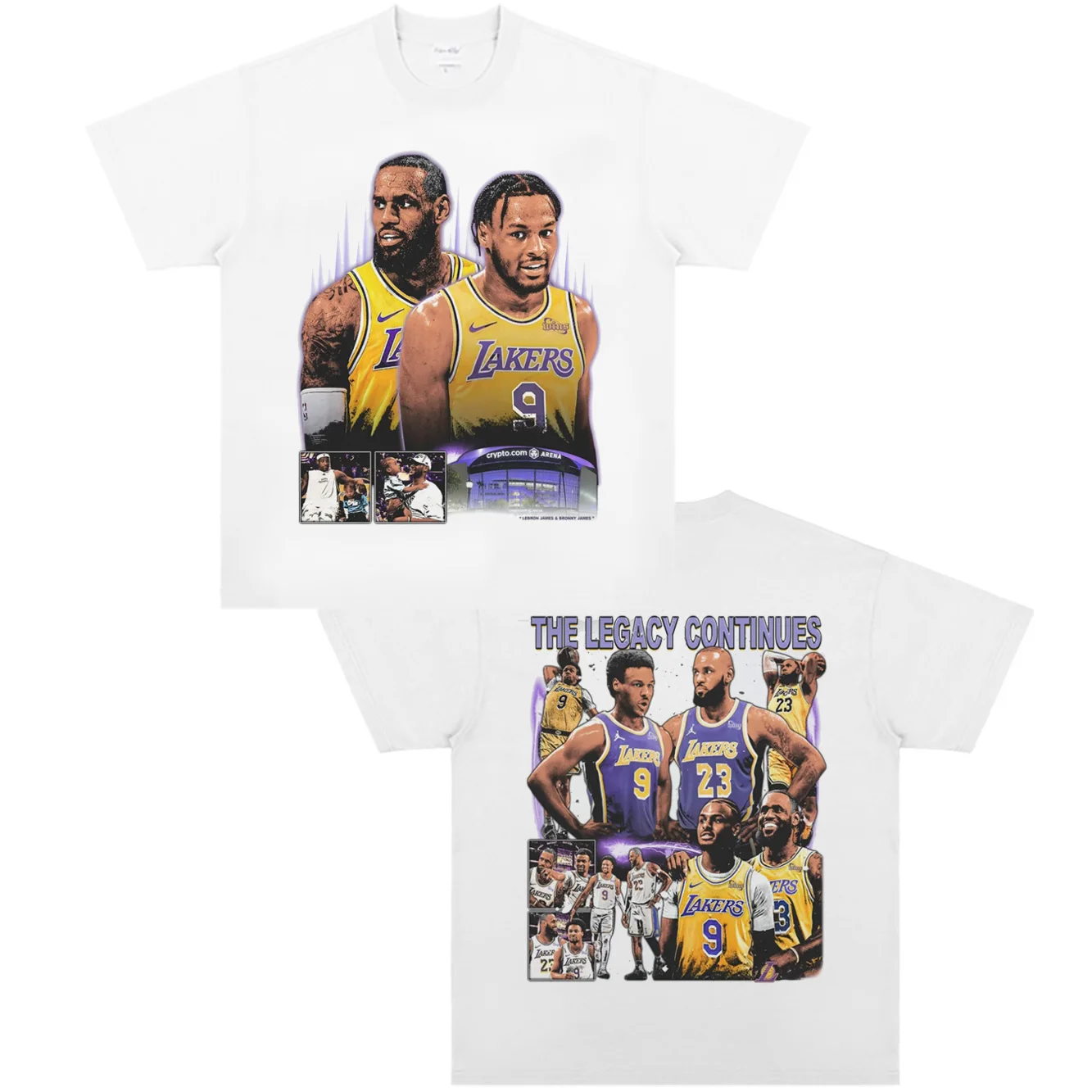 

Bronny James James Brownie Father and Son Print Short-sleeved T-shirt on The Same Stage, American Basketball Star Casual
