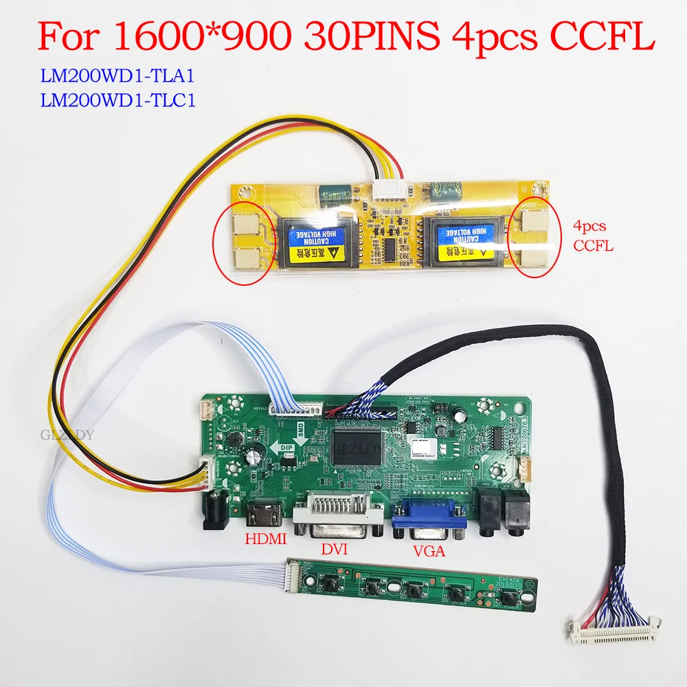 Kit For 1600x900 LM200WD1-TLA1 LM200WD1-TLC1 Controller Board HDMI DVI VGA Audio 4 CCFL LCD Display Panel Screen DIY monitor