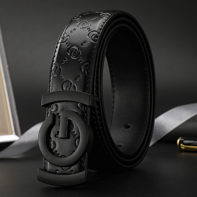 Nuevo cinturón Formal de 3,4 cm de ancho para hombre, cinturón de cuero auténtico para hombre, hebilla de Metal de alta calidad, cinturón masculino para pantalones vaqueros, cinturón de trabajo