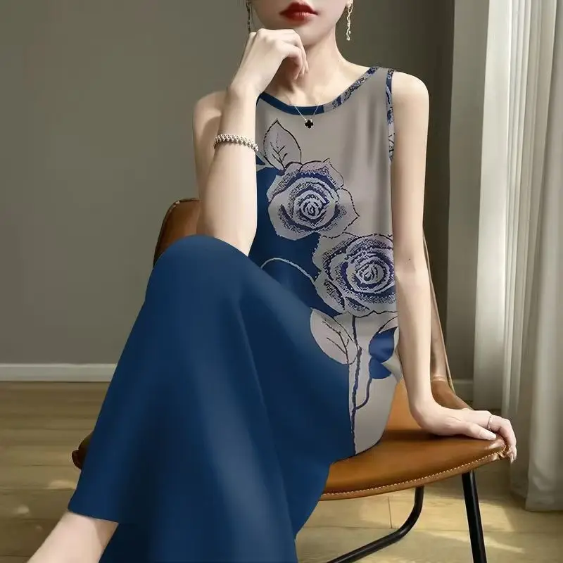 

Summer New Style Printed Slimming Maternity Dress Vest Strap Midi Dress Women's Casual Comfortable Breathable A-Line Dress