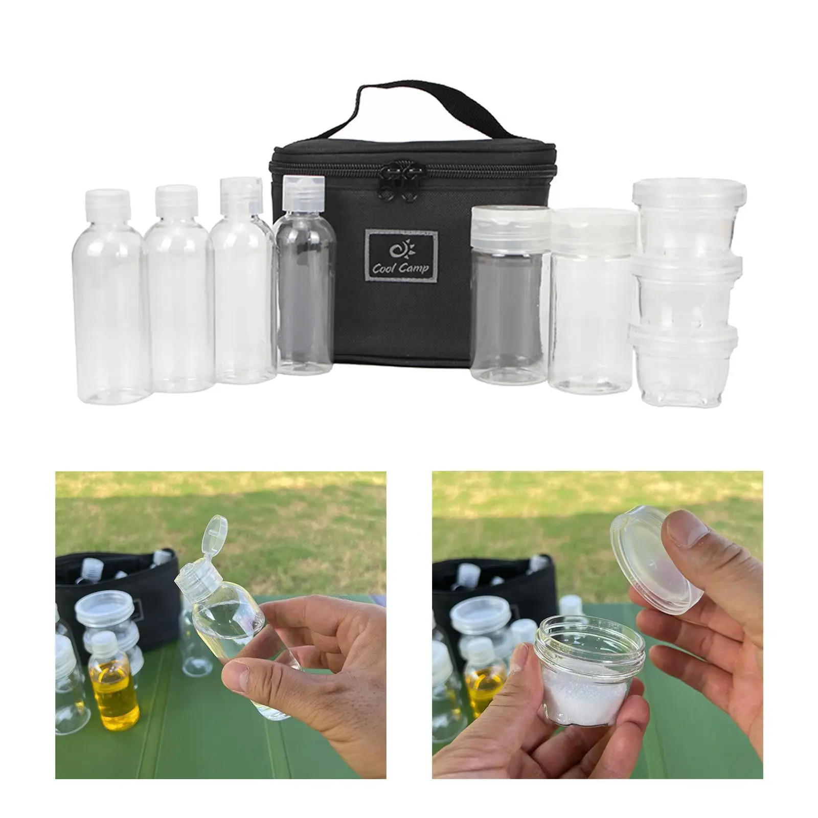 9Pcs Camping Spice Jars with Bag Spice Containers for Travel Outdoor Camping