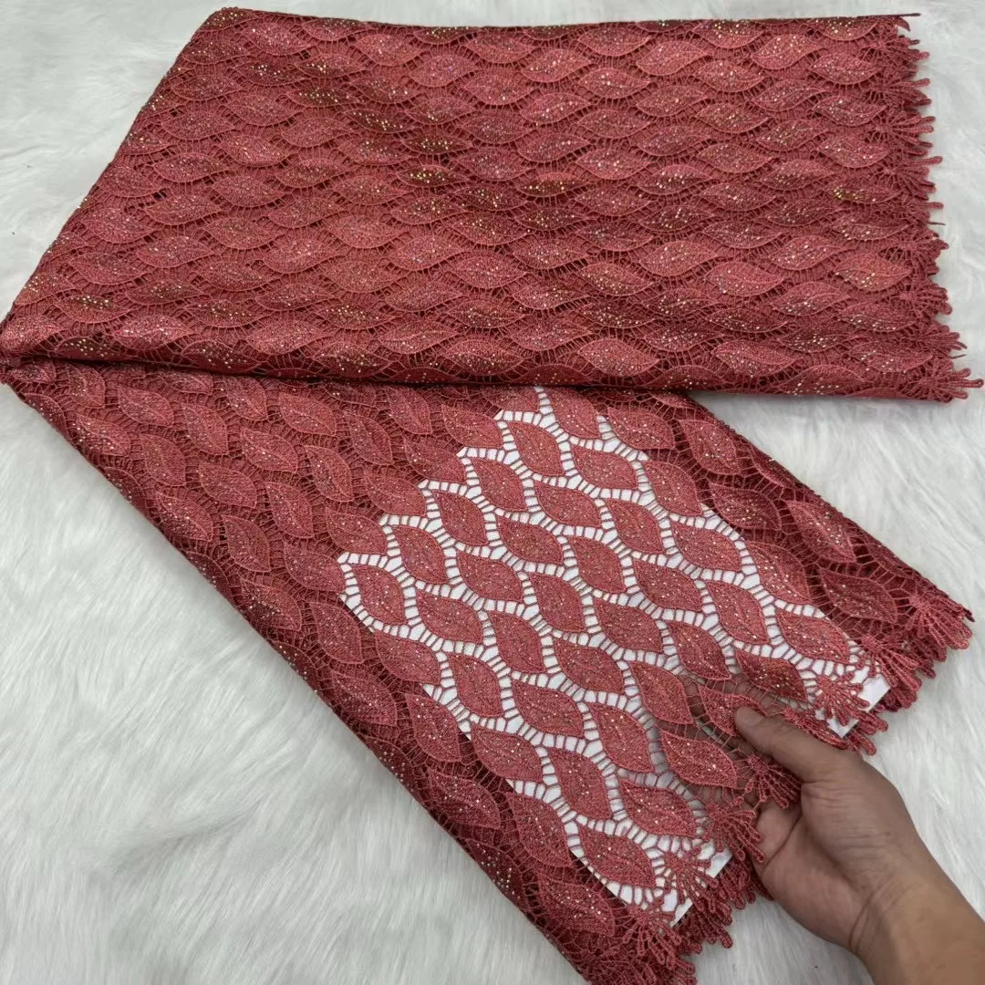 High Quality African Nigerian Gilding Tulle Lace Fabric Embroidery Organza French Lace Jacquard Brocade Lace Fabric MY015