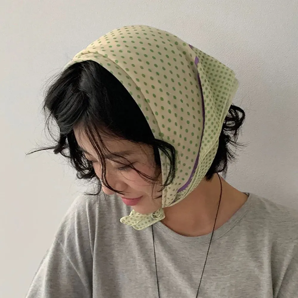 

Korean Ins Simple Polka Dot Scarf Spring Sweet Fresh Decorative DIY Square Scarf Four Seasons Retro Fresh Soft Women Scarves