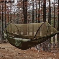 Outdoor Camping Hammock With Mosquito Net Lightweight Hanging Hammocks High Strength Parachute Fabric Hanging Bed Net 250x120cm