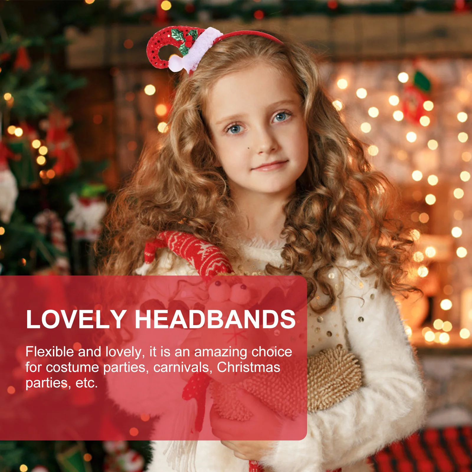 

5Pcs Festive Hat Headband Christmas Hair Band for Women Girls Sweet Xmas Hair Hoops Party Decoration Christmas Headband