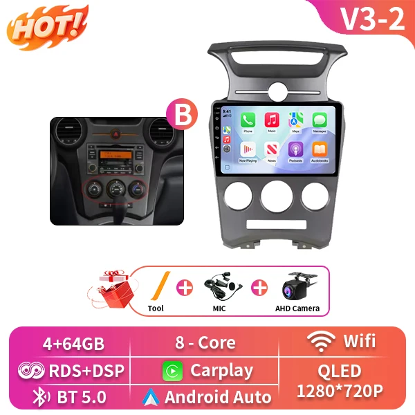 Auto Android Voor Kia Carens UN 2006-2012 5G wifi BT Draadloze Carplay Scherm Radio Stereo Multimedia Speler GPS Navigatie DVD