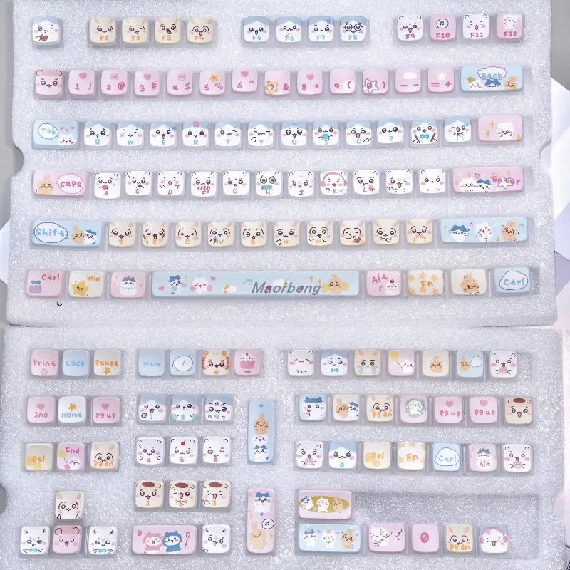 

Симпатичные колпачки для клавиш в картонной тематике OEM-профиль DYE-сублимационная четырехсторонняя полупрозрачная колпачки для клавиш из ПБТ для ПК Custome для механической клавиатуры