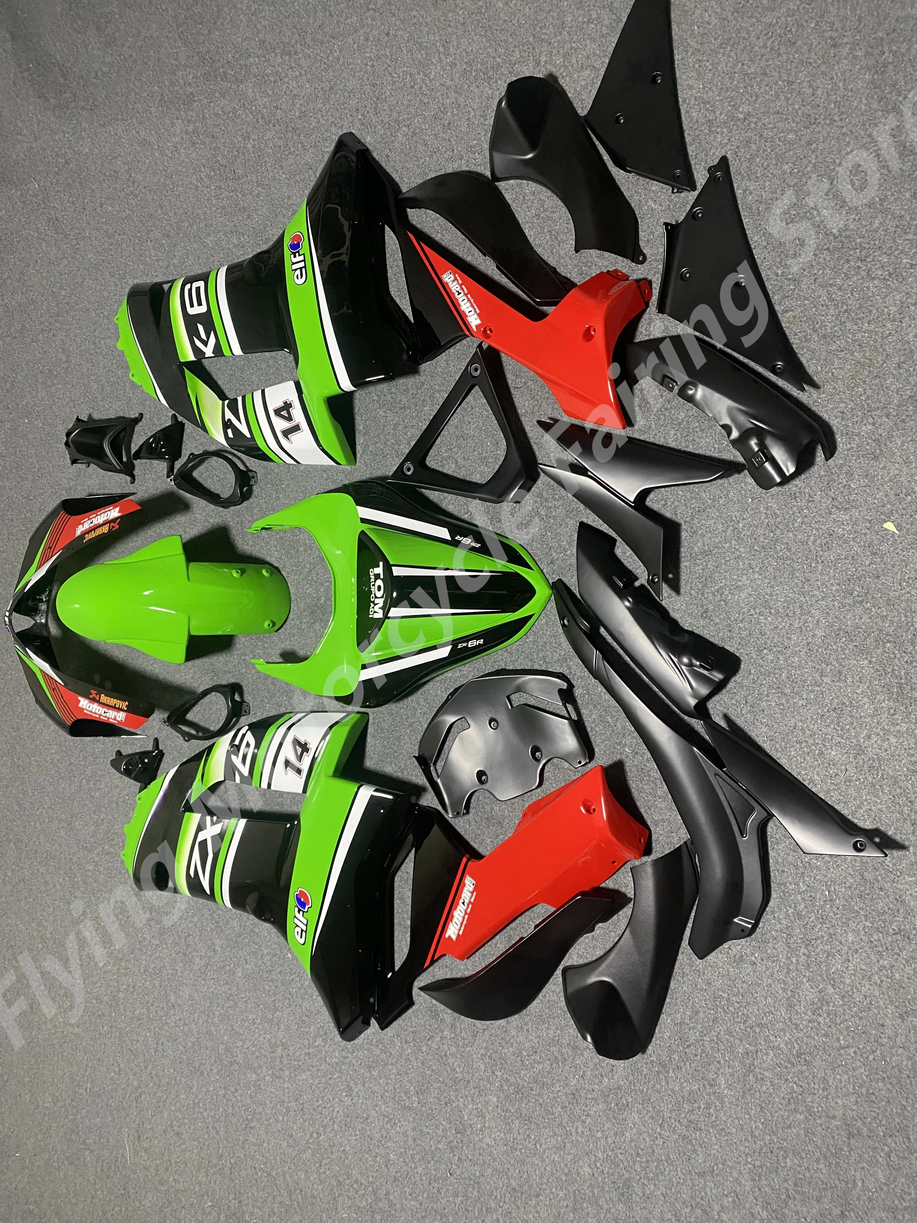 Motorcycle Full Body Fairing kits Suitable For Kawasaki ZX6R 2007 2008 Bright Green red black  fairings ZX6R 07 08