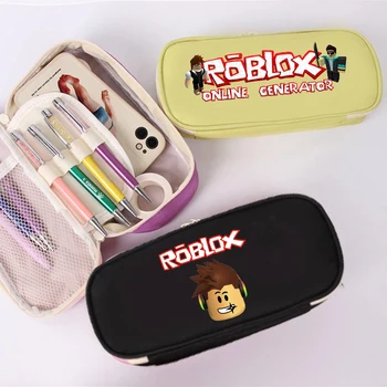 Roblox 학생용 연필 케이스, 여아 및 남아용 펜 케이스 가방, 게임 애니메이션 피규어, 대용량 연필 상자 파우치, 문구 용품