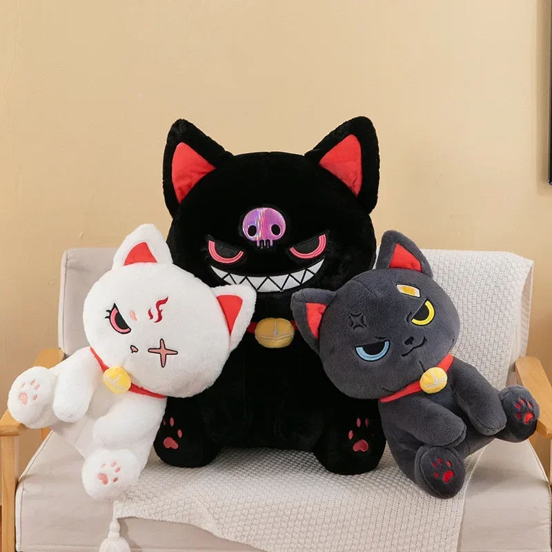 Pluszowe zabawki anime, ciemny pirat kot, 30-60 cm, śmieszny diabełkowy pirat kot, wypchana lalka, dekoracja domu, zabawka dla dzieci, prezent urodzinowy, prezent świąteczny