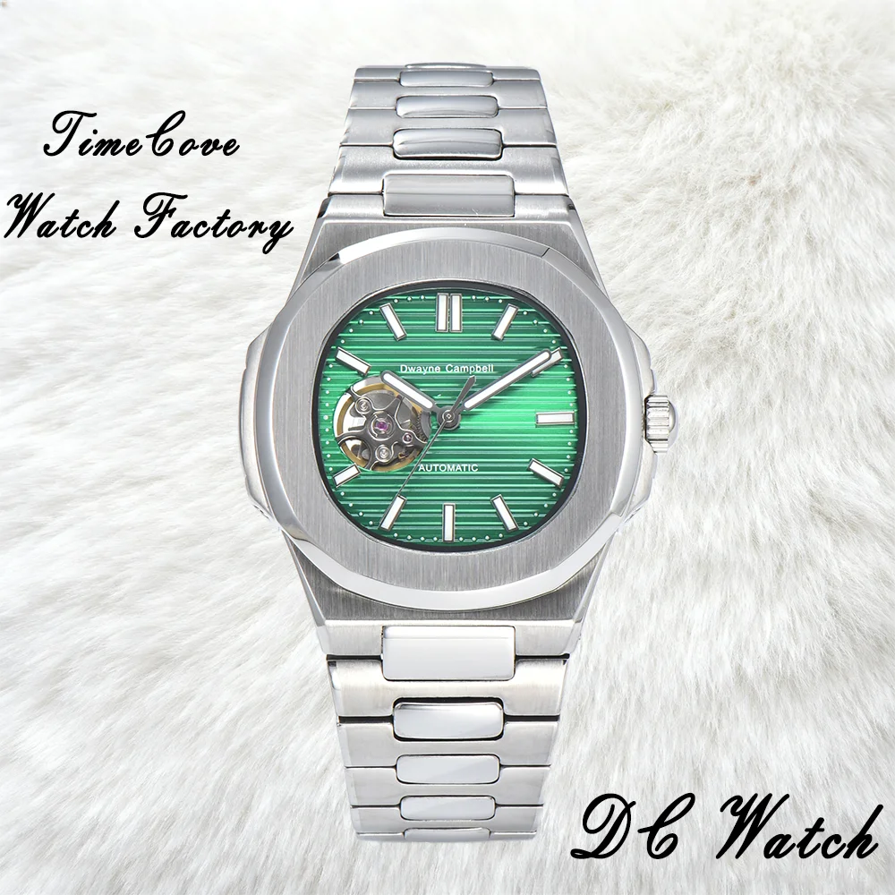 Per NH38 Orologio con logo personalizzato Cronografo impermeabile Movimento automatico Orologi Quadrante cavo modificato con coperchio inferiore cavo