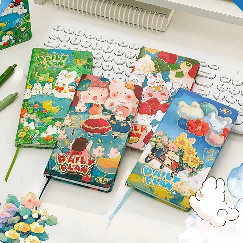 

Cartoon Notebook Student Daily Planner Colored Inner Page Cute Illustration Schedule Notepad