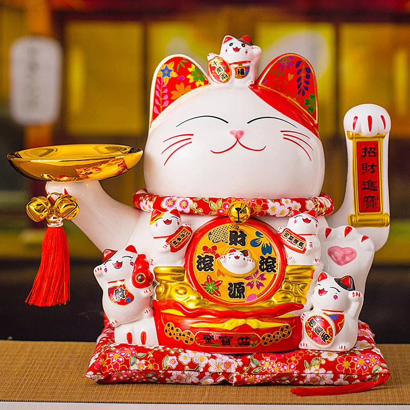 Lucky cat tray rocking ornament opened store checkout page front desk home furnishing living room decoration housewarming gifts