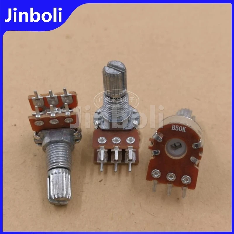 2PCS 12 Type Double 6Pins B50K Dual Channel Computer Audio Speaker Potentiometer B50K*2 Shaft Length 15MM