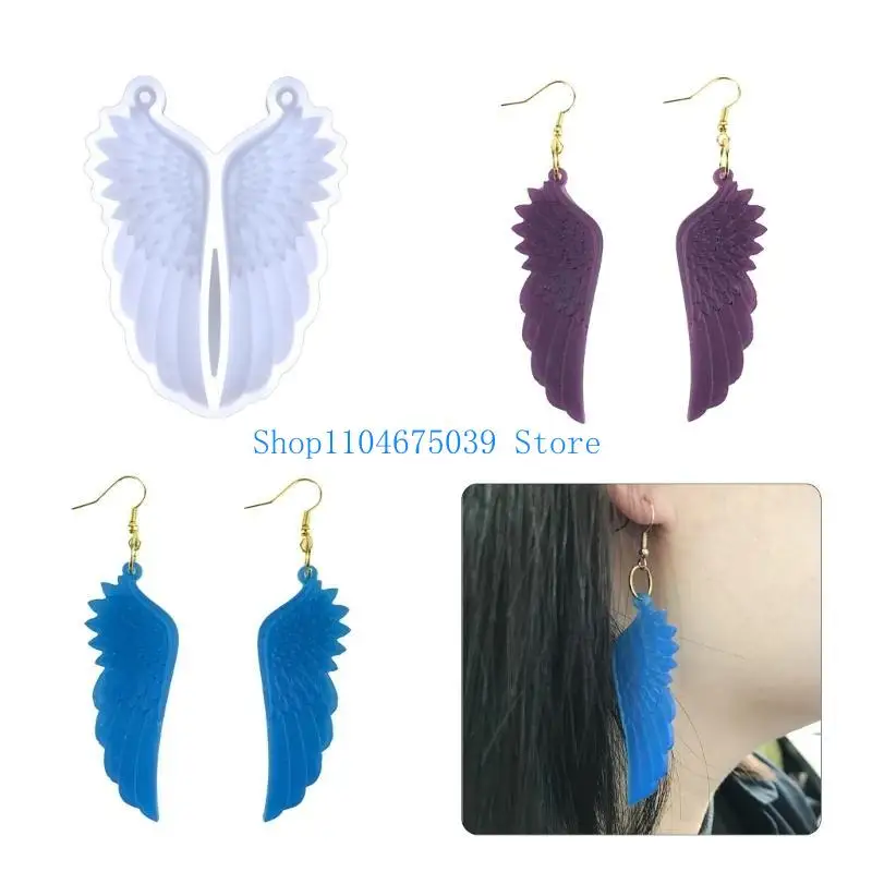 

5asd Diy Angel Wing Earrings Drop Mold Pendant Decorations Silicone Mold