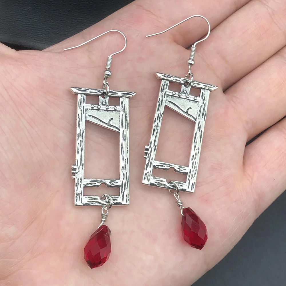 New Vintage Guillotine Earrings with Blood Drop Jewelry Gothic Mystery Jewelry Earrings Mystery Gothic Gifts