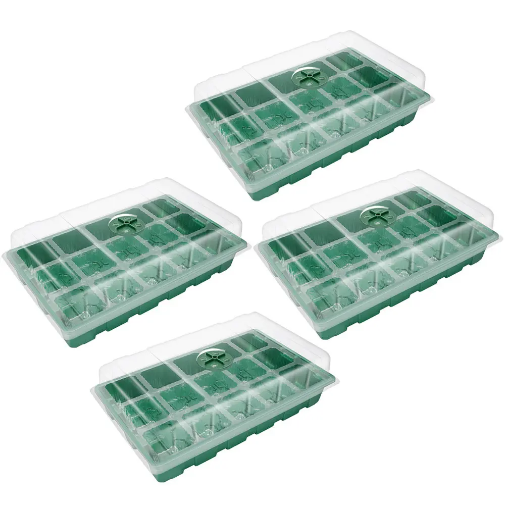 

1Set Garden Propagator Breathable 15 Holes Plastic Starter Tray Green for Seed Germination Vegetables Flowers Tomatoes Cucumbers