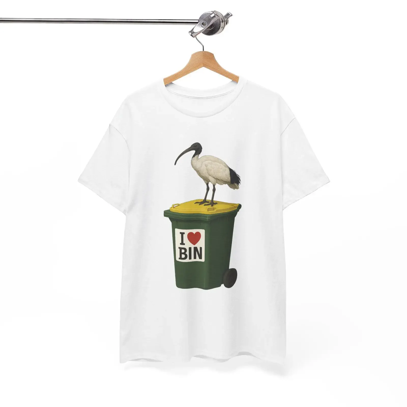 I Love Bin Australian Ibis Chicken T Shirt Aussie Bird vintage Washed fashion homme streetwear Casual Unisex graphic Soft