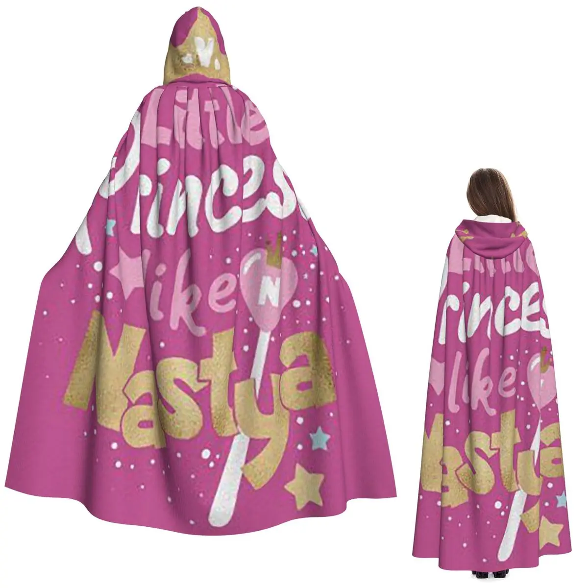 

Princess Posters Like Nastya Long Hooded Cloak Witch Medieval Costume Cosplay Cape HalloweenParty Adult Unisex